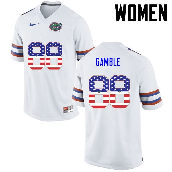 NCAA Florida Gators Kemore Gamble Women's #88 USA Flag Fashion Nike White Stitched Authentic College Football Jersey XZV3064WN